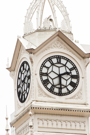 Clock tower of the Lau Pa Sat Market in Singaporeの写真素材