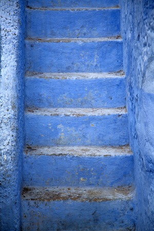 Blue stairs from Chefchaouen, Moroccoの写真素材