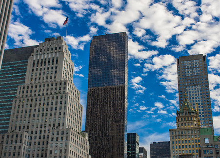 View at modern skyscrapers in New York Cityの写真素材