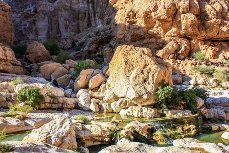 Detail of the Wadi Shab in Omanの写真素材