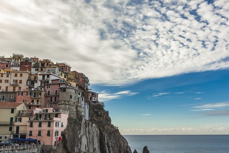 View at small Cinque Terre town Manarola at Liguria, Italyの写真素材