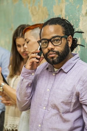 African american businessman on a phone in the office