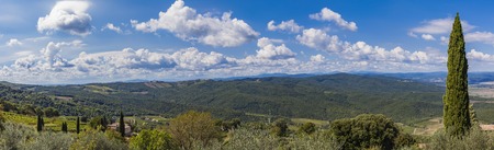 Panoramic view at Val d'Orcia from Montalcino, Tuscany, Italyの写真素材