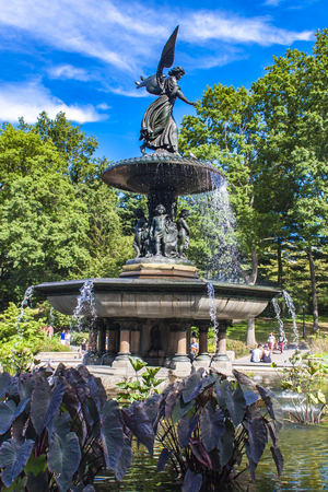 NEW YORK, USA - AUGUST 17, 2016: View at Bethesda Fountain in Central Park in New York. Fountain and terrace were created in 1864.のeditorial素材