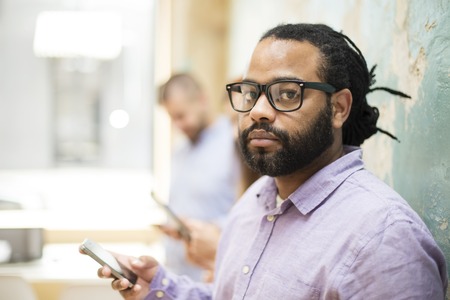 African american businessman on a phone in the office