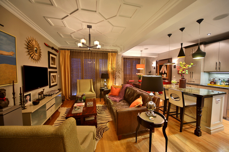 BELGRADE, SERBIA - MARCH 14, 2015: Detail of the luxury interior of the apartment.のeditorial素材