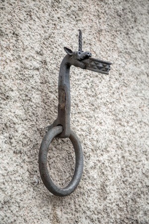 Closeup of the ring on the wallの写真素材