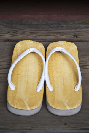 View at traditional japanese sandal from aboveの写真素材