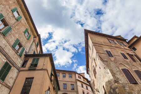 View at traditional houses in Siena, Italyの写真素材