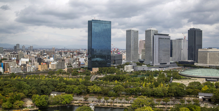 OSAKA, JAPAN - OCTOBER 9, 2016: Panoramic view at Osaka, Japan. Osaka is known for its modern architecture, nightlife and hearty street foodのeditorial素材