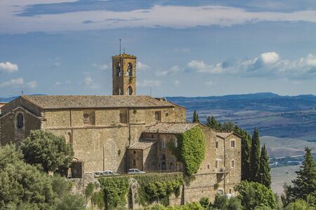 View at small town Montalcino in Tuscany, Italyの写真素材