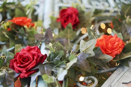 Close up view at rose floral decoration