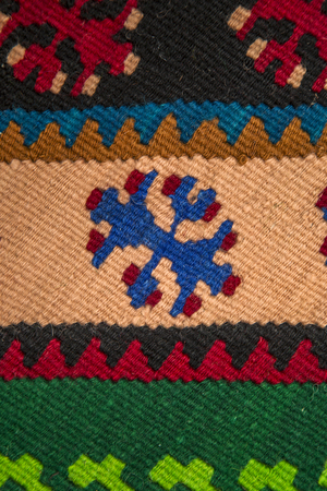 Colorful Serbian style rug surface and handmade carpetの写真素材