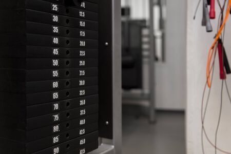 Closeup detail of the weights from the gym