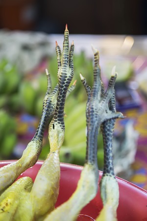 Chicken leg on the market in Chiang Mai, Thailandの写真素材