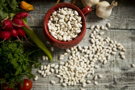 Fresh food on the table, view from aboveの写真素材