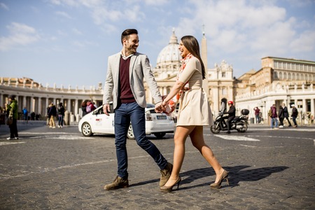 Loving couple in the Vatican, Italyの写真素材