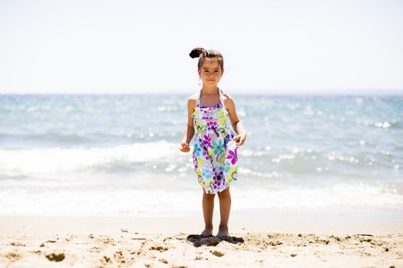 Little girl on the beachの写真素材