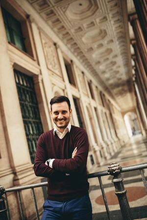 Young boy waiting for a girlの写真素材