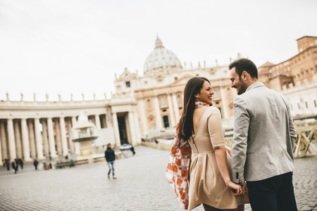 Loving couple in the Vatican, Italyの写真素材