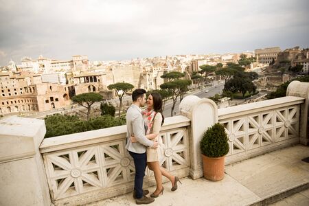 Loving couple being together in Rome, Italyの写真素材