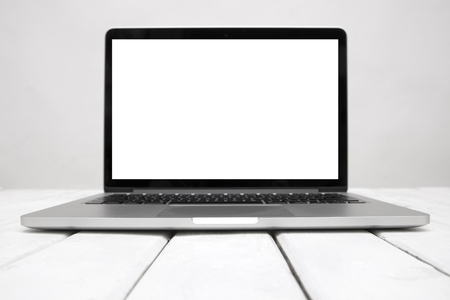Isolated laptop with empty space on white backgroundの写真素材