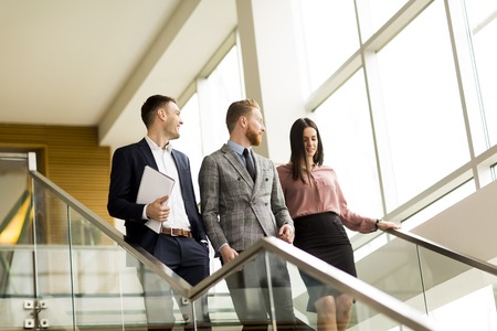 View at business partners analyze the business results in modern officeの写真素材