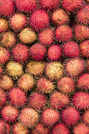Rambutan fruits on the market in Ho Chi Minh, Vietnamの写真素材