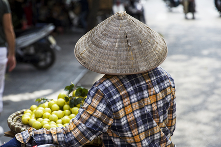 HANOI, VIETNAM - MARCH 2, 2017: Unidentified man on the street of Hanoi, Vietnam. Hanoi is capital of Vietnam and have more than 7,5 million citizens.のeditorial素材