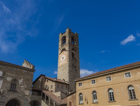 View at Campanone Torre Civica in Bergamo, Italyの写真素材