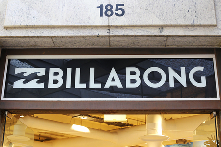 SYDNEY, AUSTRALIA - JANUARY 23, 2017: Detail of Billabong store in Sydney, Australia. It is Australian surf company, primarily a clothing retailer that also produces accessories.のeditorial素材