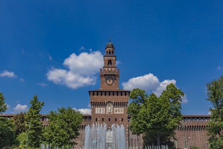 Detail of the Sforza Castle in Milan, Italyの写真素材
