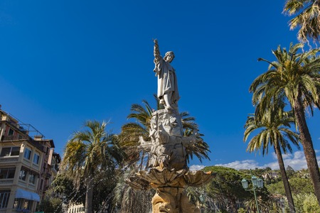 Monument to Christopher Columbus in Santa Margherita Ligure, Italyのeditorial素材