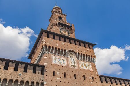 Detail of the Sforza Castle in Milan, Italyの写真素材