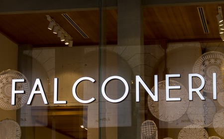 MILAN, ITALY - APRIL 24, 2017: Detail of Falconeri shop in Milan, Italy.  is an Italian brand specialising in creating a range of knitwearのeditorial素材