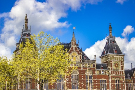 Detail of Amsterdam Centraal station in Netherlandsの写真素材