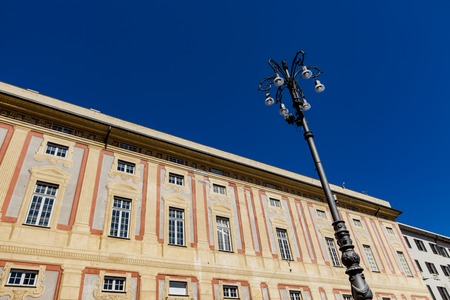 Neoclassical Facade of Doge's Palace (Palazzo Ducale) in Genoa from piazza Matteottiのeditorial素材