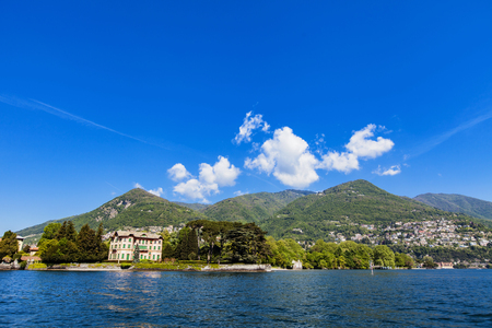 View at small town Tavernola on Como lake, Italyのeditorial素材