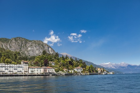 A view of Cadenabbia, Lake Como, Lombardy, Italy, from the ferry service.の写真素材