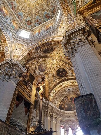 BERGAMO, ITALY - APRIL 28, 2017: Interior of Duomo di Bergamo in Italy. This cathedral is dedicated...