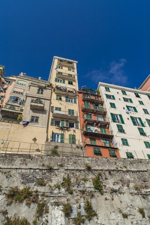 View at residential buildings in Genoa, Italyの写真素材