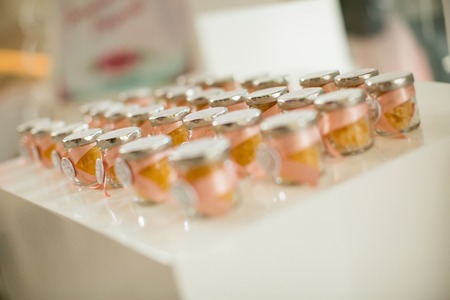 Close up view at jar decorationの写真素材