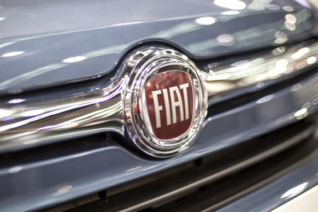 BELGRADE, SERBIA - MARCH 28, 2017: Detail of the Fiat car in Belgrade, Serbia. Fiat or Fabbrica Italiana Automobili Torino was founded in 1899.のeditorial素材
