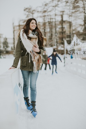 Pretty young woman on a cold winter dayの写真素材