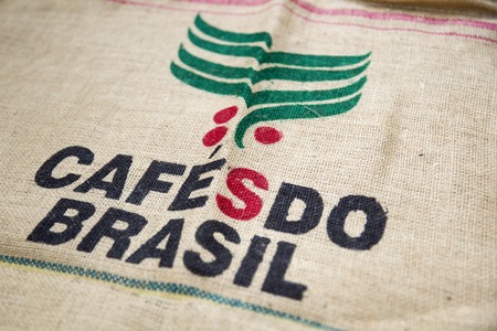 BELGRADE, SERBIA - JULY 27, 2017: Detail of the Cafe do Brasil bag in Belgrade, Serbia. Brazil has been the worlds largest producer of coffee for the last 150 years.のeditorial素材