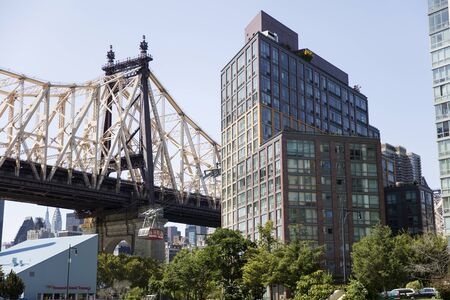 NEW YORK, USA - AUGUST 30, 2017: Detail of Queensboro Bridge in New York. Bridge was opened at 1909 and have a length of 1135m.のeditorial素材