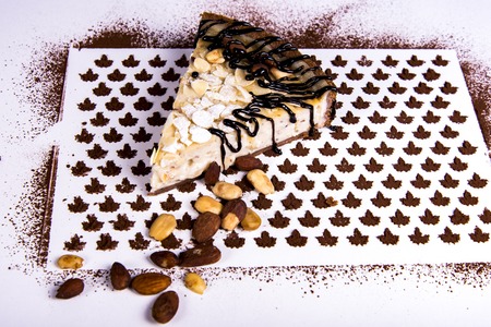 Close up view at sweet almond tartの写真素材