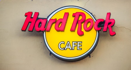 CABO SAN LUCAS, MEXICO - AUGUST 10, 2014: Detail from Hard Rock restaurant in Cabo San Lucas, Mexico. It is a chain of theme restaurants founded at 1971 in London.のeditorial素材