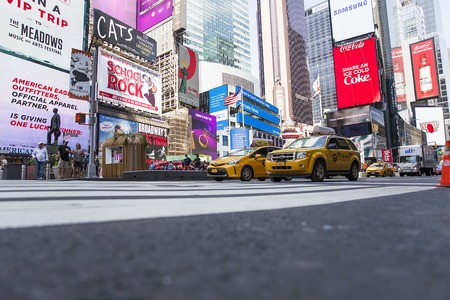 NEW YORK, USA - AUGUST 31, 2017: Unidentified people on the Times Square, New York. Times Square is the most popular tourist location in New York City.のeditorial素材