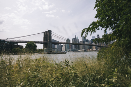 Detail of the Brooklyn bridge in New York Cityの写真素材